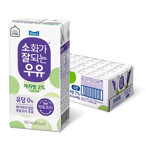 매일유업 소화가 잘되는 우유 저지방, 190ml, 24개