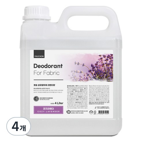 뽀숑 섬유 탈취제 리필, 4L, 4개, 라벤더