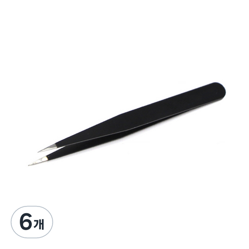고급 속눈썹 핀셋, 6개, 블랙