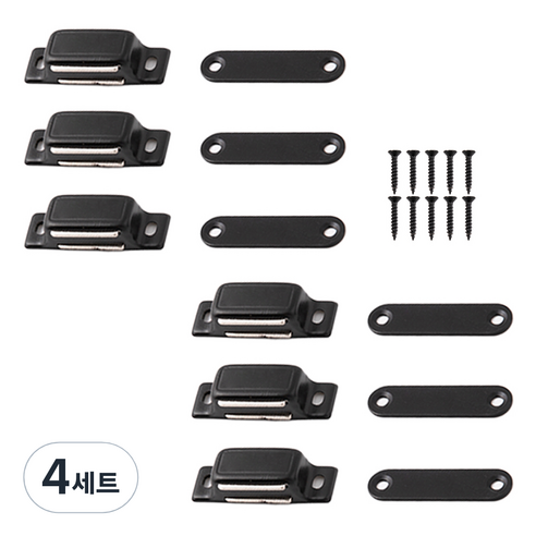 철물대장 스텐 자석 파워 빠찌링 6p 세트 블랙, 4세트