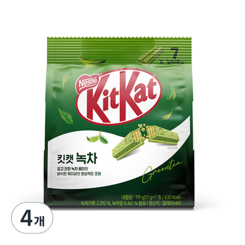 KitKat 녹차 과자, 119g, 4개