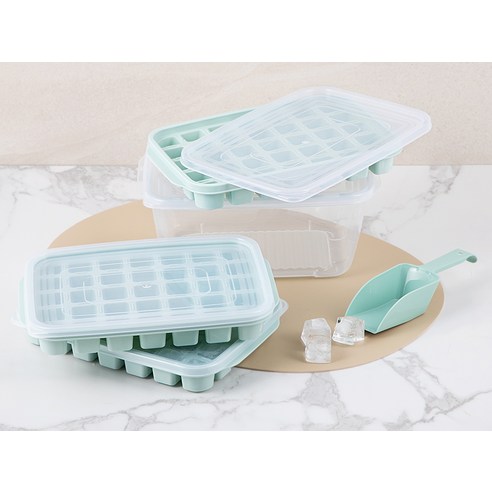 코멧 키친 사각 얼음 트레이 35구 3p + 얼음통 + 스쿱 세트: 주방에서 얼음을 편리하게 관리하세요