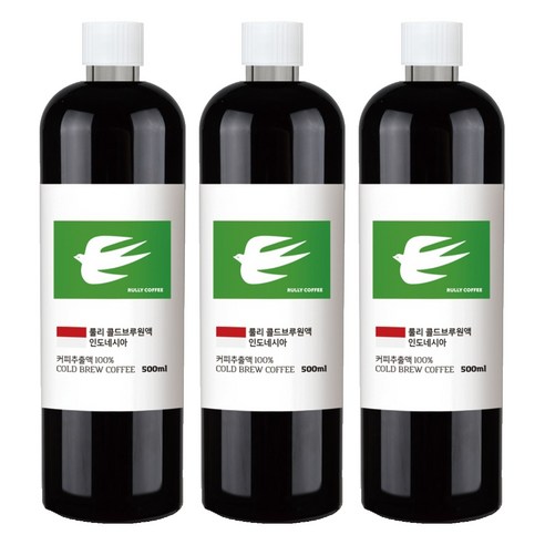 룰리커피 더치커피 콜드브루 커피 원액 인도네시아, 500ml, 3개, 1개입