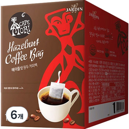 쟈뎅 까페모리 헤이즐넛향 원두 커피백, 4g, 12개입, 6개