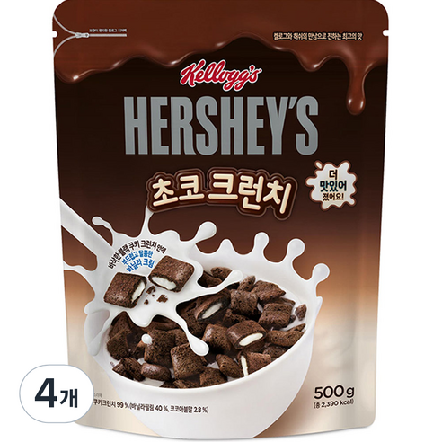 켈로그 허쉬 초코크런치 시리얼, 500g, 4개