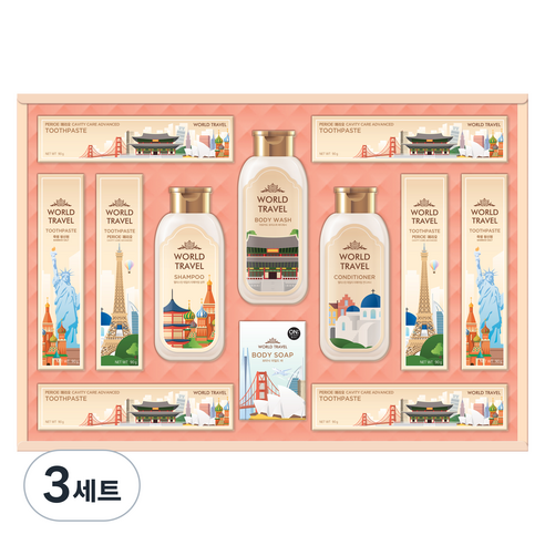 LG생활건강 월드 트레블 에디션 선물세트 A3 + 쇼핑백, 3세트