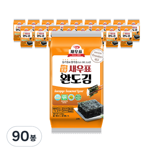 새우표 완도 프리미엄 도시락김, 4g, 90개