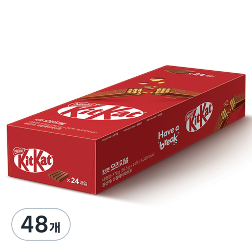 KitKat 오리지널 초코바, 36.5g, 48개