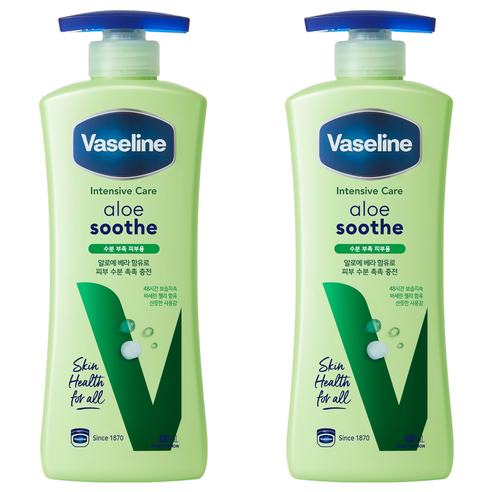 바세린 인텐시브 케어 알로에 수드 바디로션, 400ml, 2개