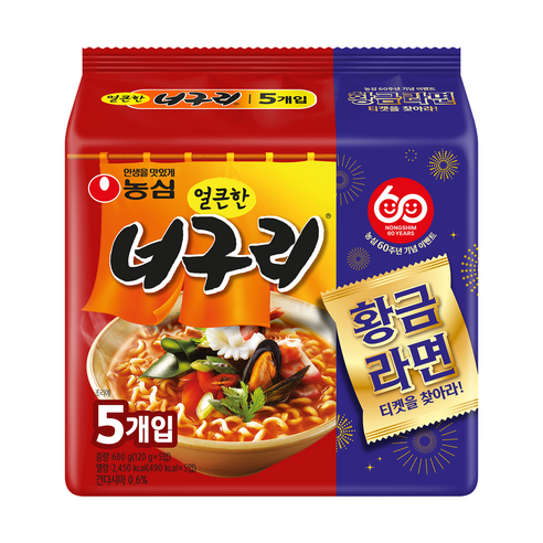 너구리 얼큰한 맛 120g, 5개