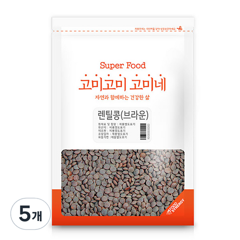 고미네 브라운렌틸콩, 500g, 5개