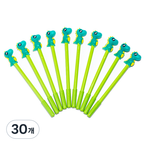 파티팡 캐릭터볼펜 공룡 0.5mm, 그린, 30개