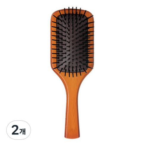 사하라 우든 헤어 두피마사지 브러쉬 미니, 혼합색상, 2개