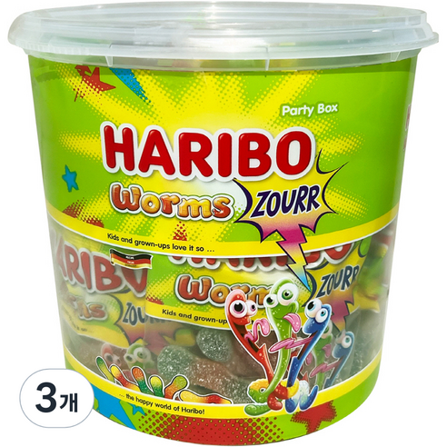 하리보 웜즈 사우어 젤리, 960g, 3개