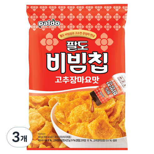 팔도 비빔칩 고추장마요맛, 3개, 80g