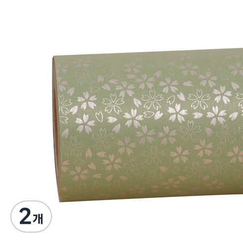 헬로우닝닝 종이 롤포장지 벚꽃 53cm x 10M, 연카키(R536), 2개
