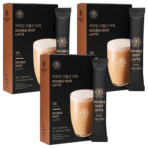 커피빈 더블샷 라떼, 14.3g, 10개입, 3개
