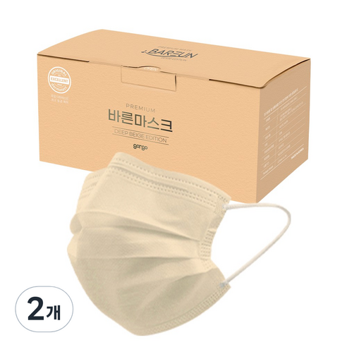 고르고 바른 일회용 마스크 성인용, 50개입, 2개, 진베이지