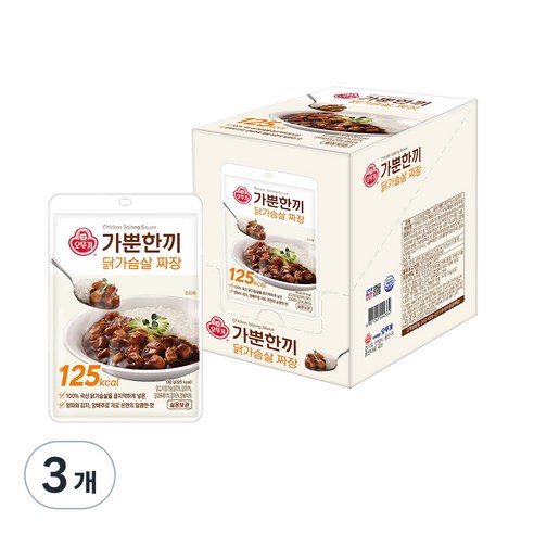 오뚜기 가뿐한끼 닭가슴살 짜장, 1.3kg, 3개