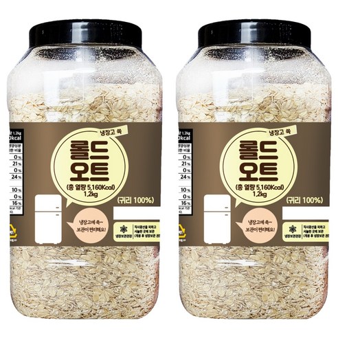 냉장고쏙 롤드 오트, 1.2kg, 2개