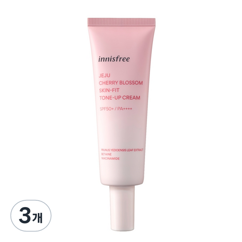 이니스프리 제주 왕벚꽃 스킨핏 톤업 크림 50ml, 3개