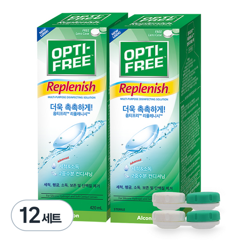 옵티프리 리플레니시 렌즈세정액 420ml 2p + 렌즈케이스 2p, 12세트