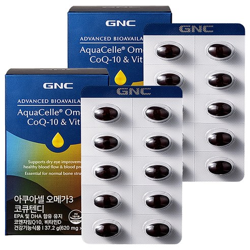 GNC 아쿠아셀 오메가3 코큐텐디 37.2g, 60정, 2개