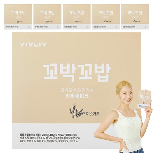 비브리브 꼬박꼬밥 한 끼 쉐이크 미숫가루, 280g, 6개