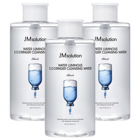 제이엠솔루션 물광 에스오에스 링거 클렌징 워터 블랙, 850ml, 3개