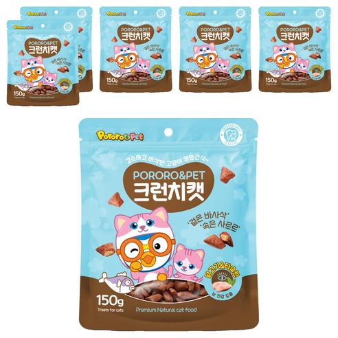 에이비에스엘 뽀로로펫 크런치캣 간식, 닭고기 + 타우린 혼합맛, 150g, 6개