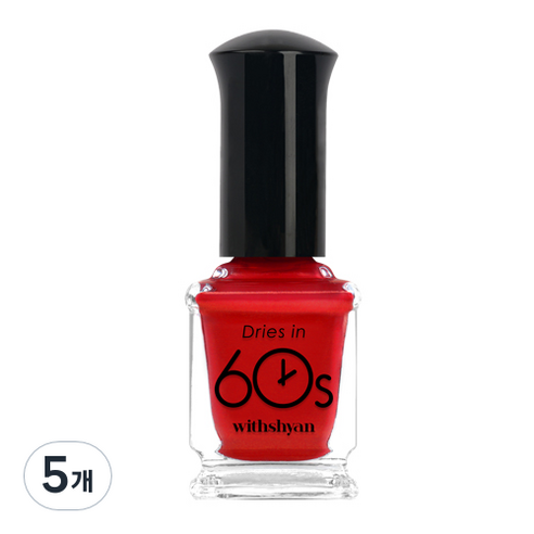위드샨 유광타입 60초 네일라커 매니큐어 9ml, M61 레드, 5개