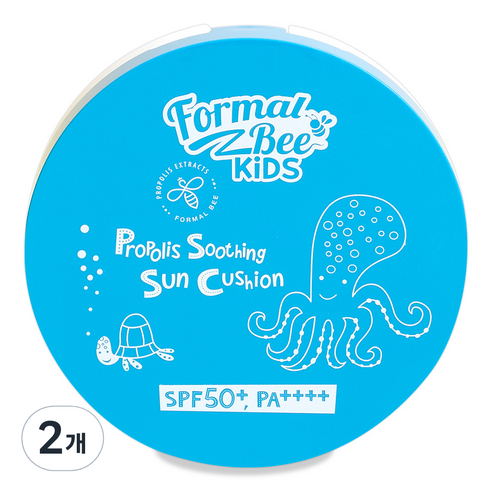 포멀비 키즈 유아 프로폴리스 수딩 대왕 선쿠션 SPF50+ PA++++ 아기 자외선차단제, 25g, 2개