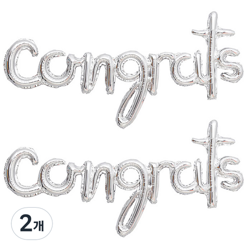 조이파티 이니셜 은박풍선 congrats 2p, 실버, 2개
