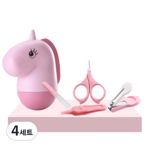 유니콘 동물 캐릭터 손톱깎이 세트, 핑크, 4세트
