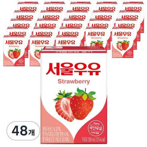 서울우유 멸균딸기우유, 200ml, 48개 200ml × 48개 섬네일