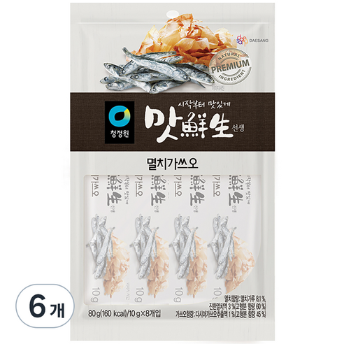 청정원 맛선생 멸치가쓰오 스틱, 80g, 6개
