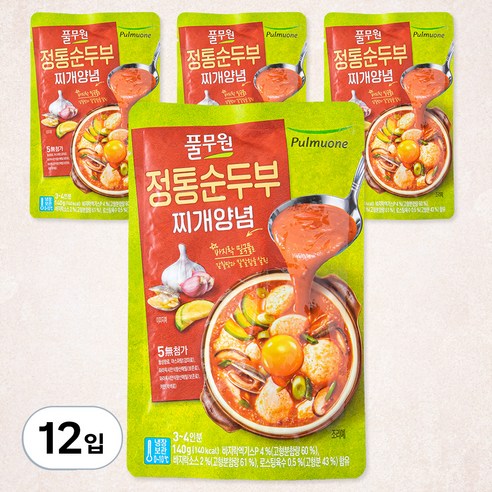 풀무원 정통순두부 찌개양념, 140g, 12개