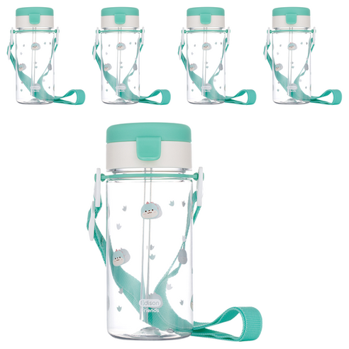 에디슨 프렌즈 흘림방지 에코젠 빨대컵 350ml, 5개, 공룡 에디노