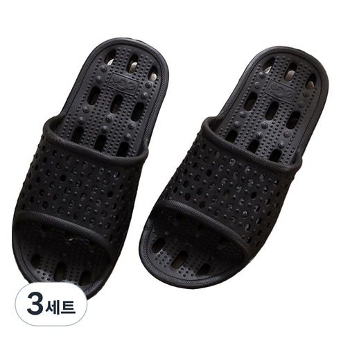 언헤브 실내 지압 슬리퍼 세트 275, 06 블랙, 3세트