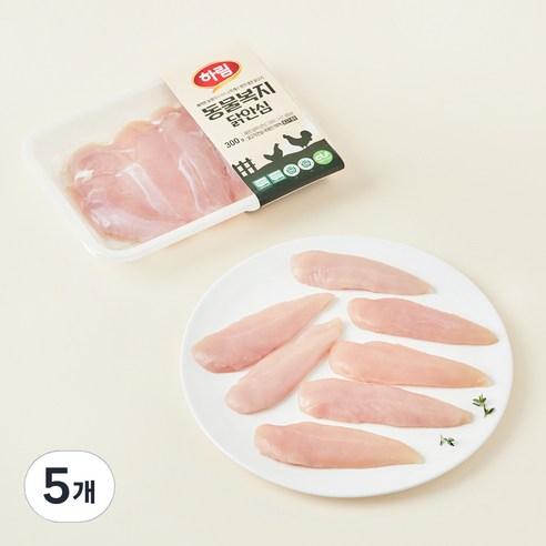 하림 깨끗한농장 동물복지 닭안심 (냉장), 300g, 5개