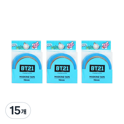 라인프렌즈 BT21 마스킹테이프 15mm, 쿠키, 15개