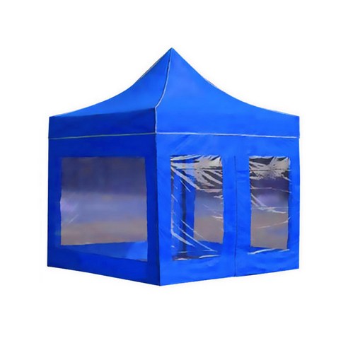 윈에어 캐노피천막 방수지붕 + 프레임 + 투명일반형 바람막이 ABD세트, 블루