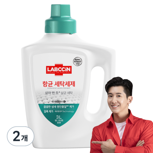 랩신 항균 솔잎향 세탁 액상세제 본품, 3L, 2개