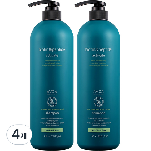 아브카 비오틴 두피케어 대용량 탈모 기능성샴푸, 4개, 1000ml