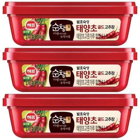 해표 순창궁 태양초 골드 고추장, 170g, 3개