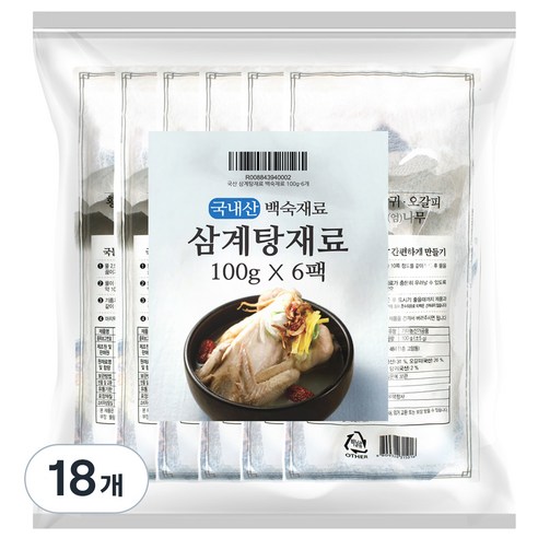 삼계탕 백숙재료, 18개, 100g