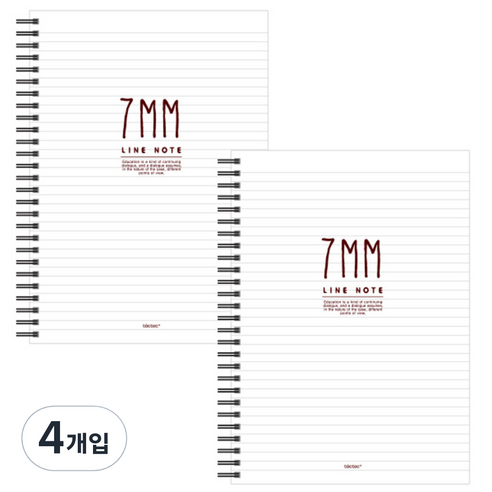 톡톡팬시 7mm라인 스프링노트, 화이트, 4개입