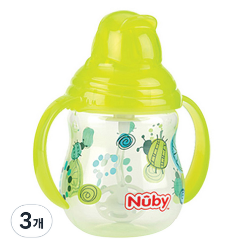 누비 클릭잇 귀여운 추 빨대컵 270ml, 그린, 3개