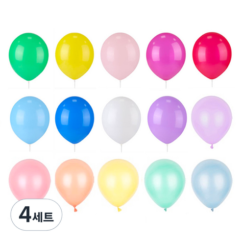 미니풍선 13cm 200p 세트, 혼합색상, 4세트