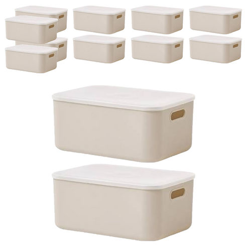 룸앤홈 애니 팬트리 수납박스, 베이지, M(260 x 365 x 160 mm), 12개